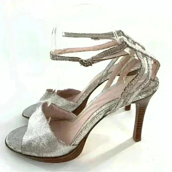 Nine West womens heels size 8 Magnar silver crackled leather holiday new years - Picture 14 of 15